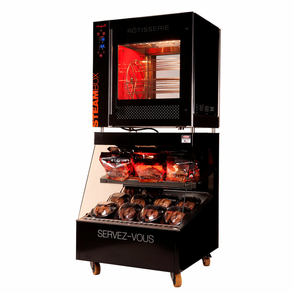 Rotisserie grils Steambox+vitrīna V85LS