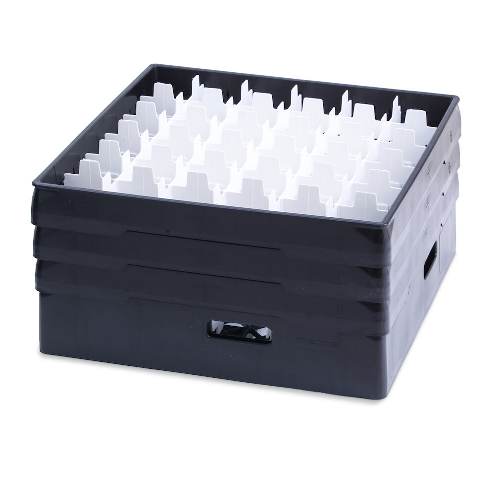 Black compartment basket Metos with black heightening frame