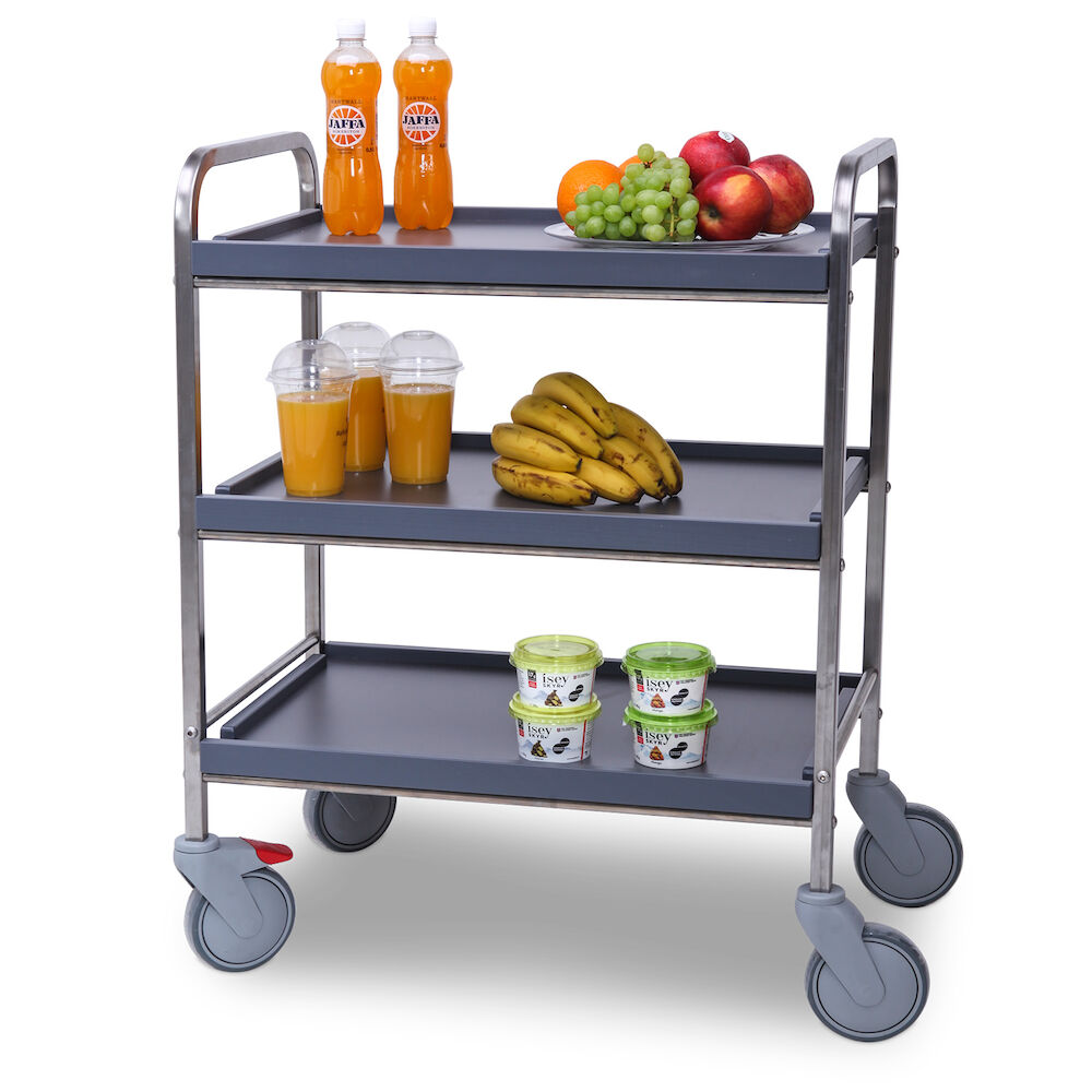 Serving trolley Metos SET-70/3 Flat Pack, wooden grey